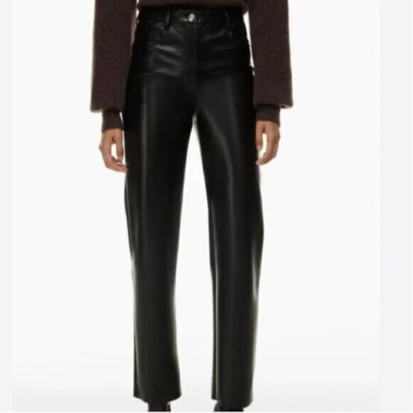 Aritzia Wilfred The Melina™ Pant High-waisted Vegan Leather pants Black Size 00 - Picture 2 of 9